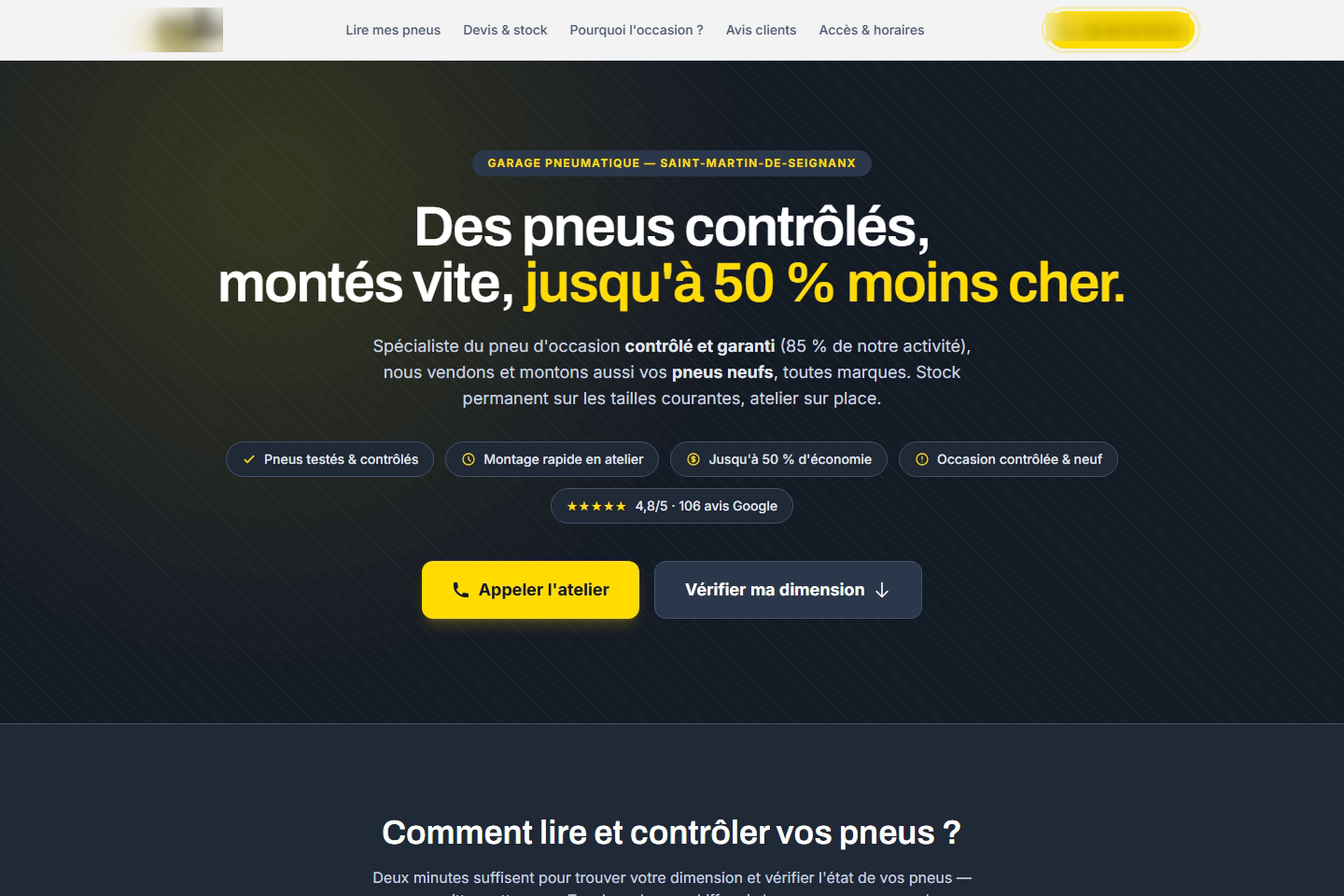 Maquette du site GD Pneus